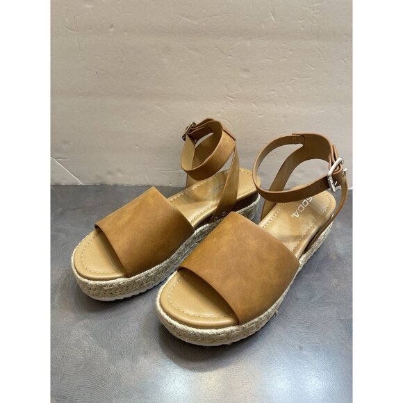 Soda Women's Ankle Buckle Espadrilles Platform Brown Open Toe Strappy Sandal 8.5 - Picture 5 of 10